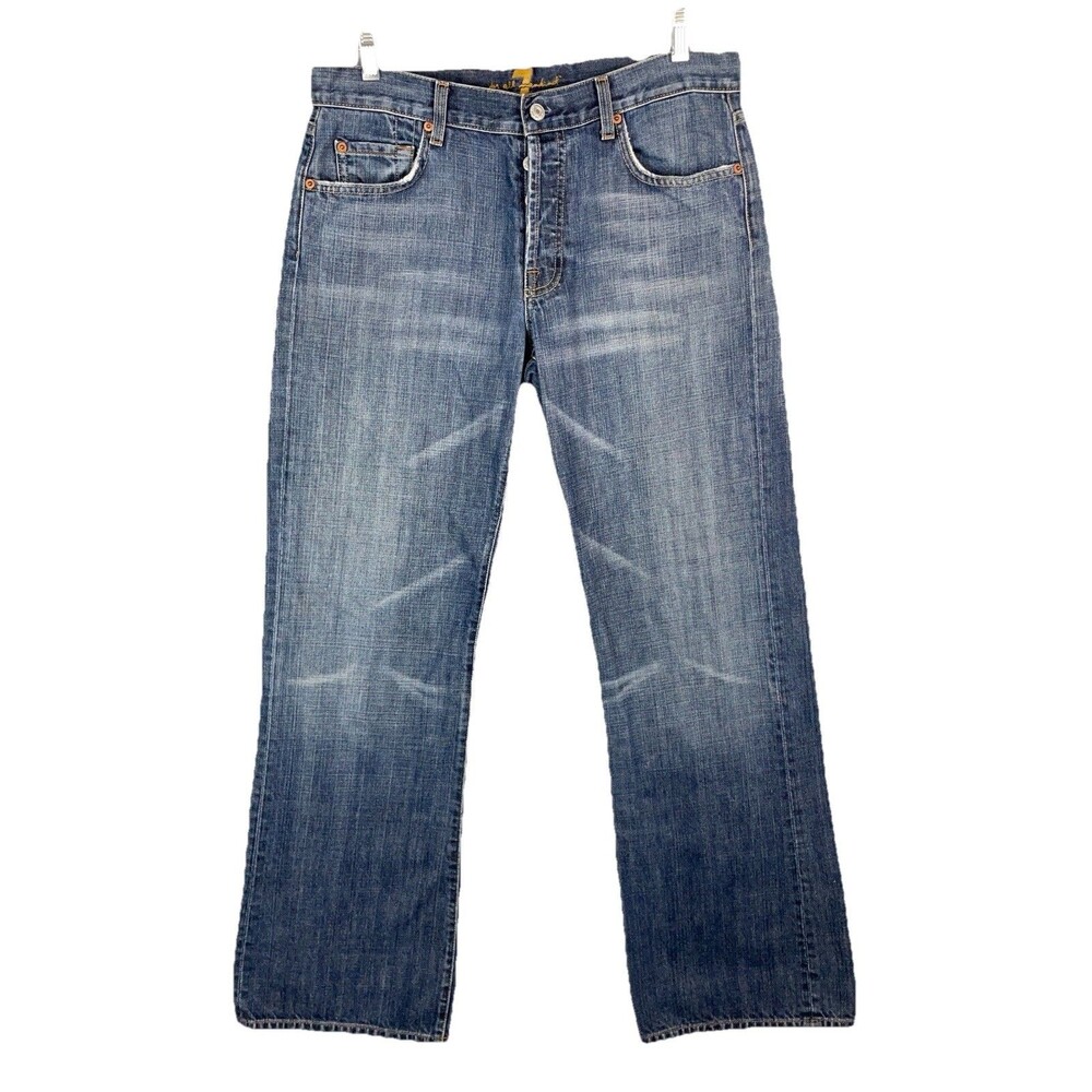 7 For All Mankind 33 Jeans Relaxed Straight Faded Button Fly Y2K USA Vintage